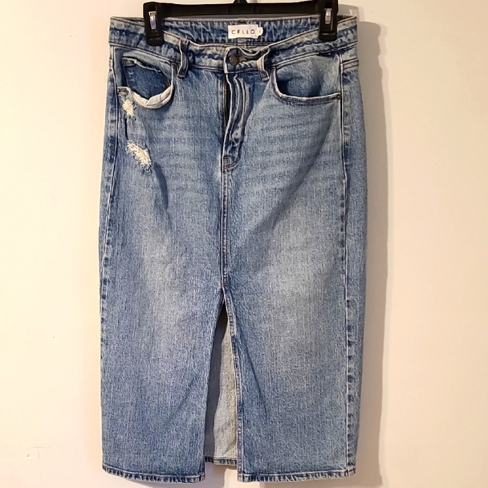 Cello Blue Distressed Bermuda Jeans